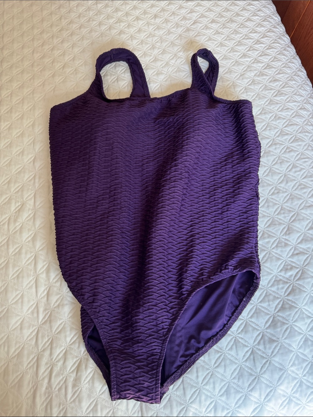 Lands' End Backberry Chlorine resistant Textured One Piece Bathing Suit | 22W